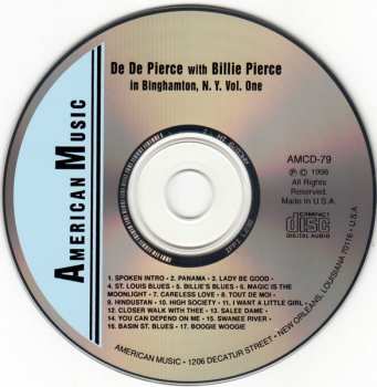 CD De De Pierce: In Binghamton N.Y. Vol. One