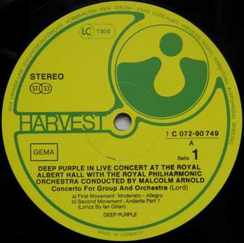 LP Deep Purple: Concerto For Group And Orchestra