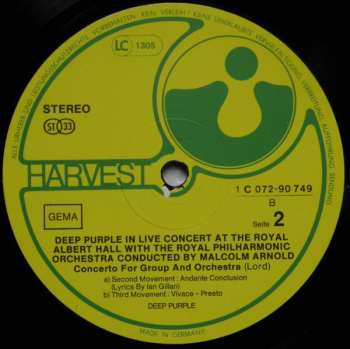 LP Deep Purple: Concerto For Group And Orchestra