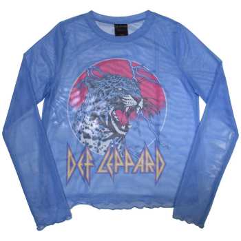Merch Def Leppard: Def Leppard Ladies Long Sleeve T-shirt: Lightning Leopard (mesh) (x-small) XS