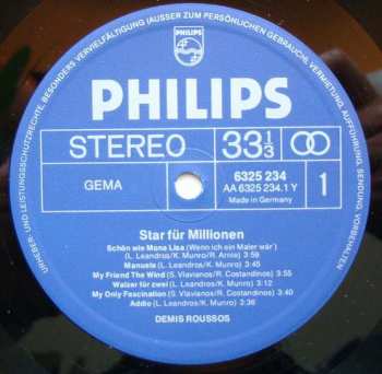 LP Demis Roussos: Star Für Millionen