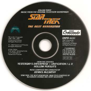 CD Dennis McCarthy: Star Trek: The Next Generation Volume Three (Music From The Original Television Soundtrack)