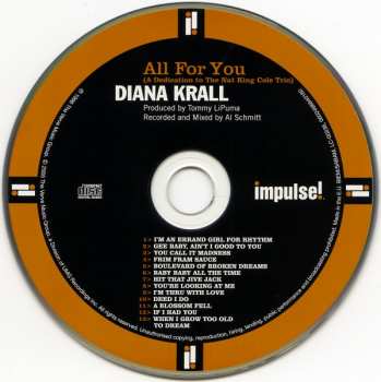 CD Diana Krall: All For You (A Dedication To The Nat King Cole Trio)