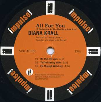 2LP Diana Krall: All For You (A Dedication To The Nat King Cole Trio)