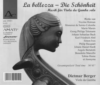 CD Dietmar Berger: La Bellezza, Die Schönheit : Musik Für Viola Da Gamba Solo