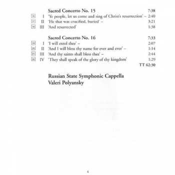 CD The Russian State Symphony Cappella: Sacred Concertos, Volume Two