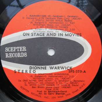 LP Dionne Warwick: On Stage And In The Movies