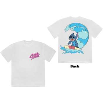 Merch Disney: Disney Unisex T-shirt: Stitch Surf (white) (back Print) (small) S