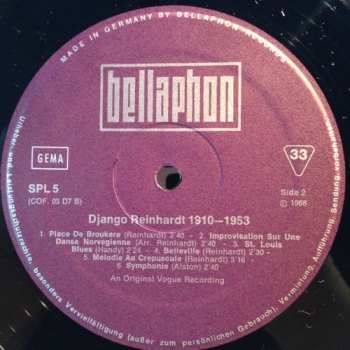 5LP/Dobozkészlet Django Reinhardt: 1910 - 1953