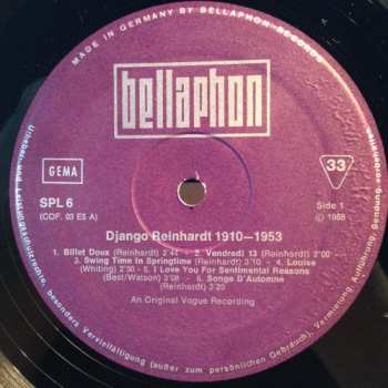 5LP/Dobozkészlet Django Reinhardt: 1910 - 1953