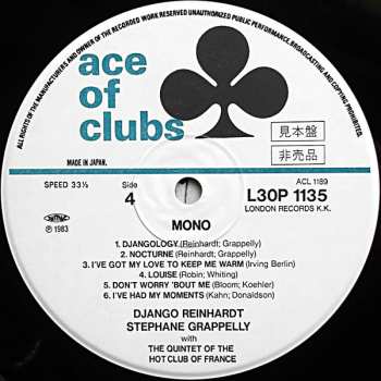 2LP Django Reinhardt: Django Reinhardt & Stephane Grappelly With The Quintet Of The Hot Club Of France ／ Parisian Swing