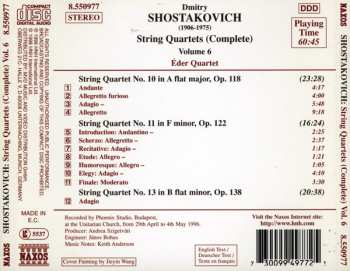 CD Dmitri Shostakovich: String Quartets (Complete) Volume 6 Nos. 10, 11 And 13