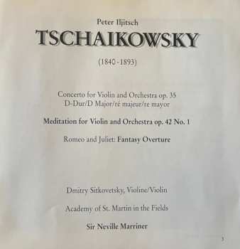 CD Pyotr Ilyich Tchaikovsky: Concerto For Violin And Orchestra