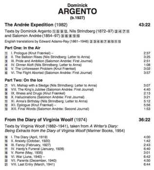 CD Dominick Argento: The Andrée Expedition; From The Diary Of Virginia Woolf 