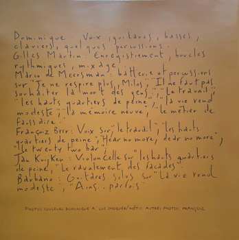 2LP Dominique A.: La Mémoire Neuve