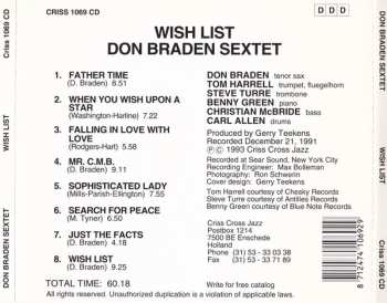 CD Don Braden Sextet: Wish List