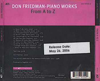 CD Don Friedman: Piano Works VI: From A To Z