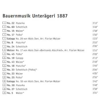CD D'Sagemattler: Bauernmusik Unterägeri 1887