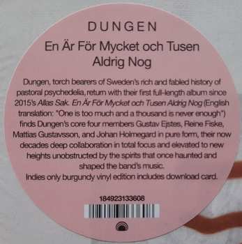 LP Dungen: En Är F​ö​r Mycket Och Tusen Aldrig Nog CLR
