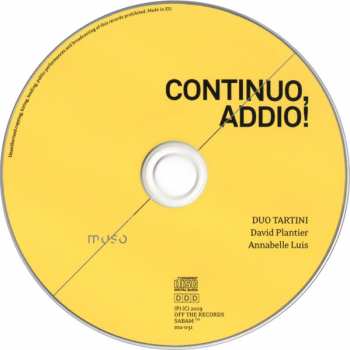 CD David Plantier: Continuo, Addio!