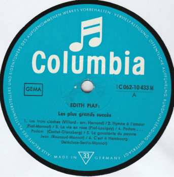 LP Edith Piaf: Les Plus Grands Succès