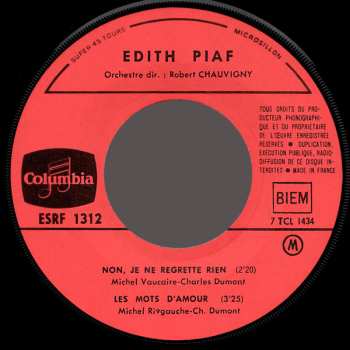 SP Edith Piaf: Non, Je Ne Regrette Rien