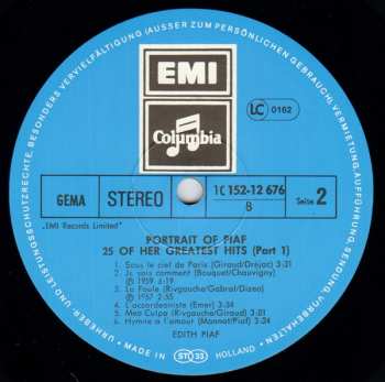 2LP Edith Piaf: Portrait Of Piaf - 25 Of Her Greatest Hits