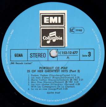 2LP Edith Piaf: Portrait Of Piaf - 25 Of Her Greatest Hits