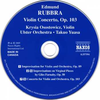 CD Ulster Orchestra: Violin Concerto / Improvisations For Violin And Orchestra