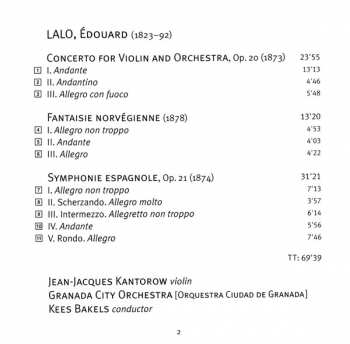 CD Édouard Lalo: Symphonie Espagnole 🞄 Violin Concerto 🞄 Fantaisie Norvégienne