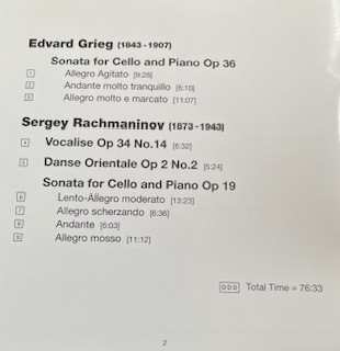 CD Edvard Grieg: Grieg & Rachmaninov - Sonatas For Cello & Piano