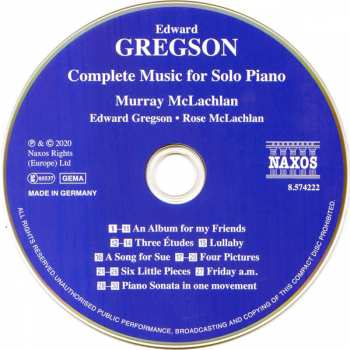 CD Edward Gregson: Complete Music For Solo Piano