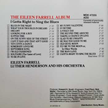 CD Eileen Farrell: The Eileen Farrell Album: I Gotta Right To Sing The Blues