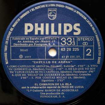 LP Paco De Lucía: Castillo De Arena