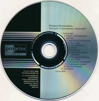 CD Elisabet Hermodsson: Vad Gör Vi Med Sommaren, Kamrater?