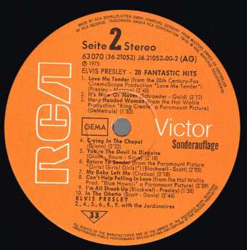 LP Elvis Presley: 20 Fantastic Hits