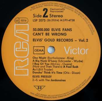 LP Elvis Presley: 50,000,000 Elvis Fans Can't Be Wrong (Elvis' Gold Records, Vol. 2)
