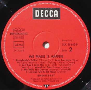 LP Engelbert Humperdinck: We Made It Happen