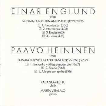 CD Einar Englund: Sonatas For Violin And Piano