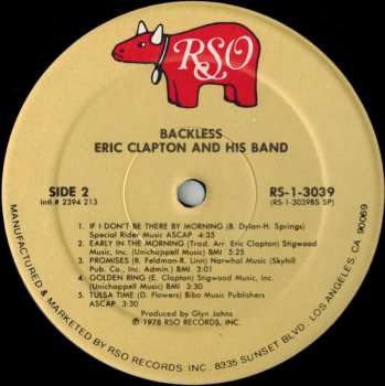 LP Eric Clapton: Backless