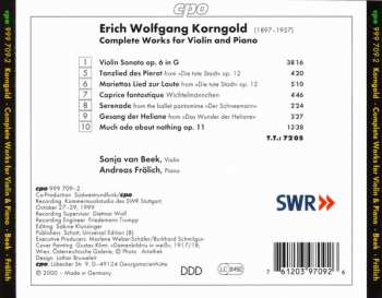 CD Erich Wolfgang Korngold: Complete Works For Violin & Piano