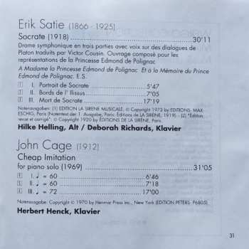 CD Erik Satie: Socrate / Cheap Imitation