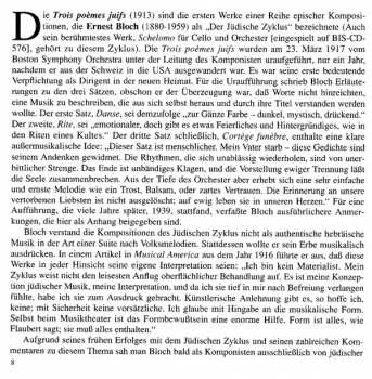 CD Ernest Bloch: Trois Poèmes Juifs / Symphony In E Flat Major / Evocations