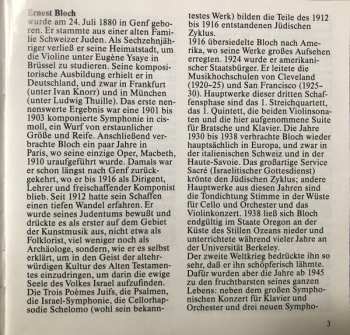 CD Ernest Bloch: Werke Für Bratsche Und Klavier