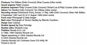 CD Vernon Handley: Violin Concerto - Lonely Waters - Whythorne's Shadow - Cello Concerto