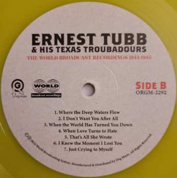LP Ernest Tubb And His Texas Troubadours: The World Broadcast Recordings 1944-1945 CLR