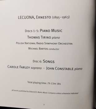 6CD/Dobozkészlet Ernesto Lecuona: Ernesto Lecuona-The Piano Music-Selected Songs