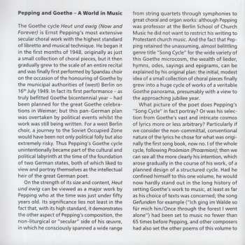 CD Ernst Pepping: Heut Und Ewig - Liederkreis Für Chor Nach Gedichten Von Goethe