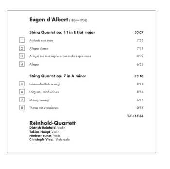 CD Eugen D'Albert: String Quartets 1 & 2