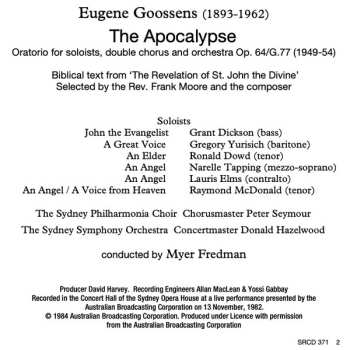 CD Sir Eugene Goossens: The Apocalypse
